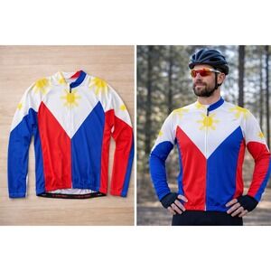 Life On Track Philippines Flag Long Sleeve Cycling Jersey Mens‎ 2XL Full Zip Red